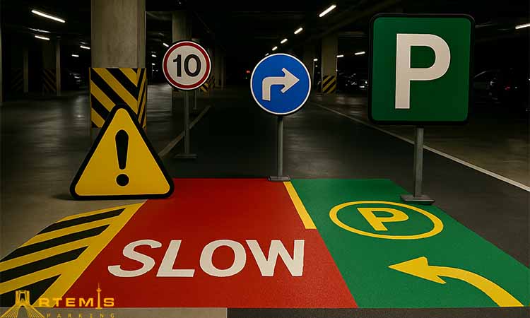تأثیر رنگ‌ بندی و علائم بصری در کاهش تصادف در پارکینگ‌ ها